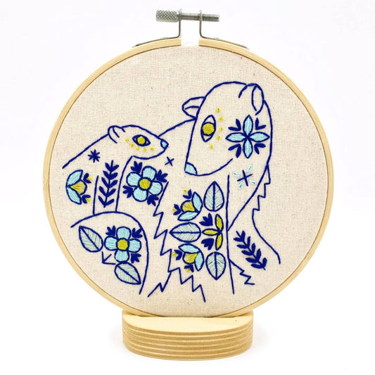 Folk Polar Bears Complete Embroidery Kit - Colour