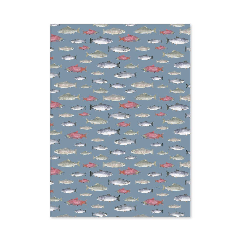 Salmon Tea Towel - Organic Cotton Kitchen Towel