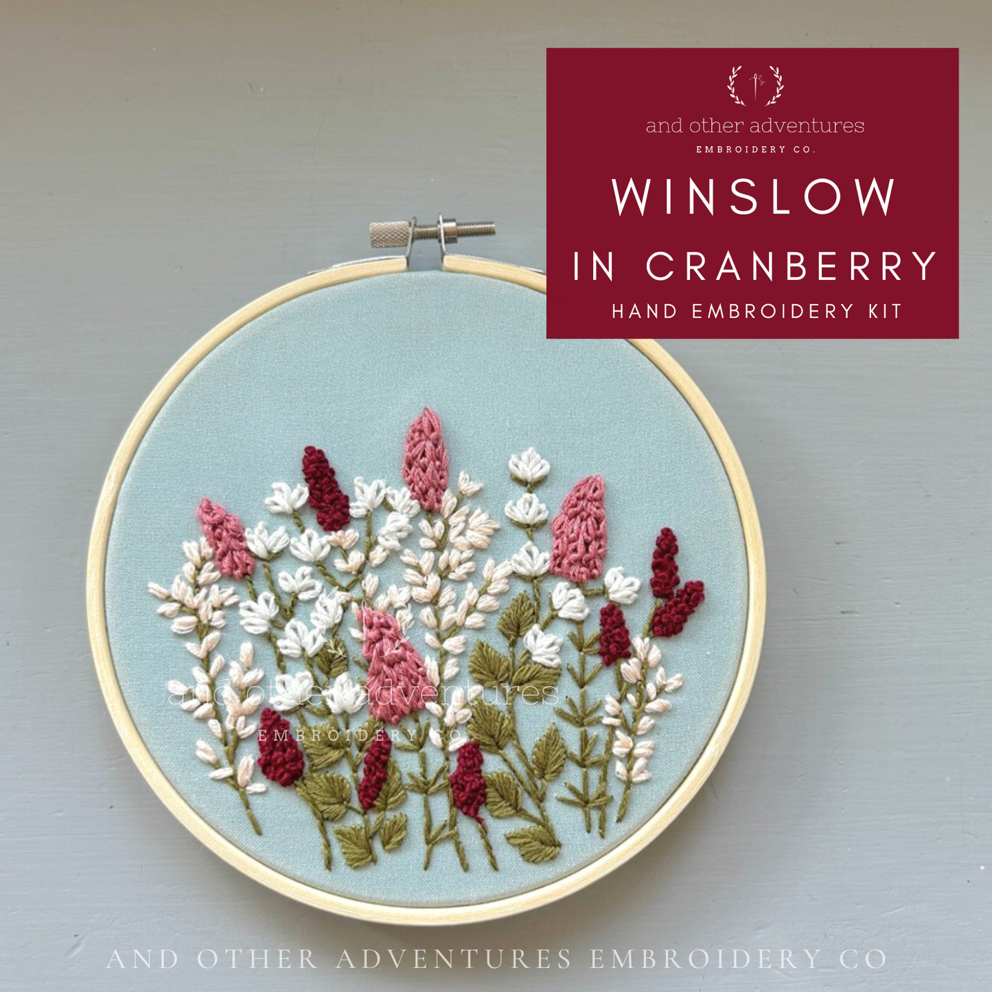 Hand Embroidery Kit - Winslow in Cranberry