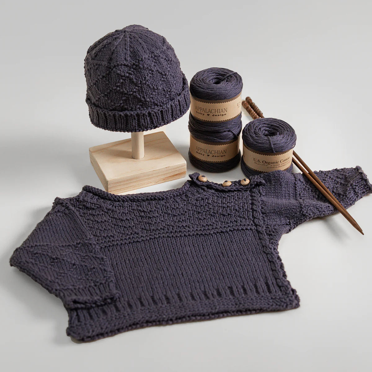 Appalachia Baby Cotton Gansey Sweater & Watch Cap Set