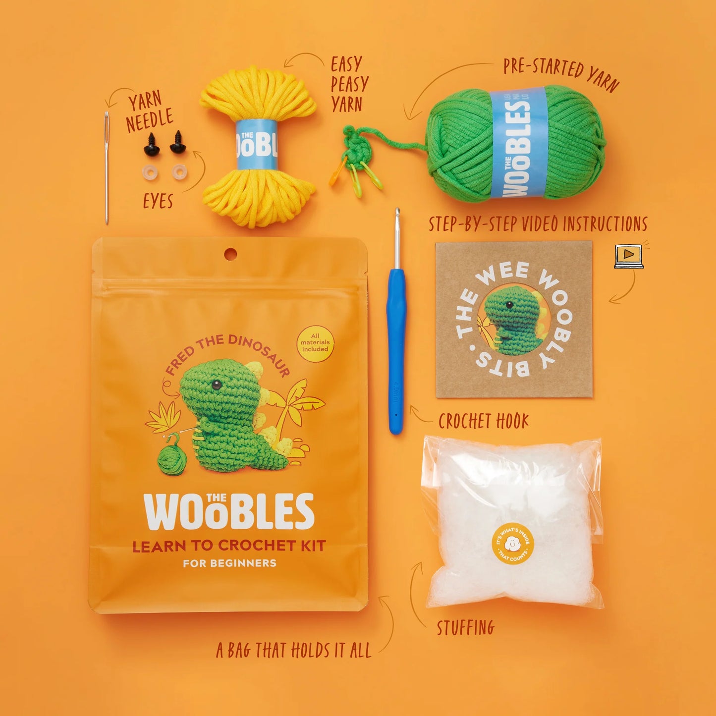 Fred the Dinosaur Pastel Crochet
Kit