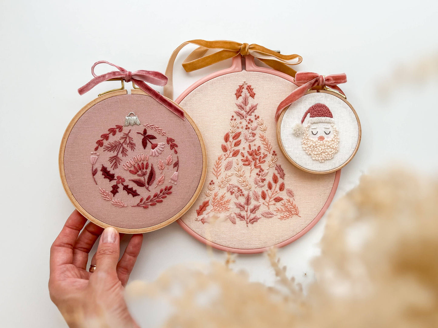 Pink Christmas Tree Embroidery Kit
