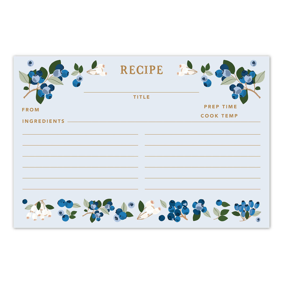 Blueberry Field Recipe Cards - Set of 50