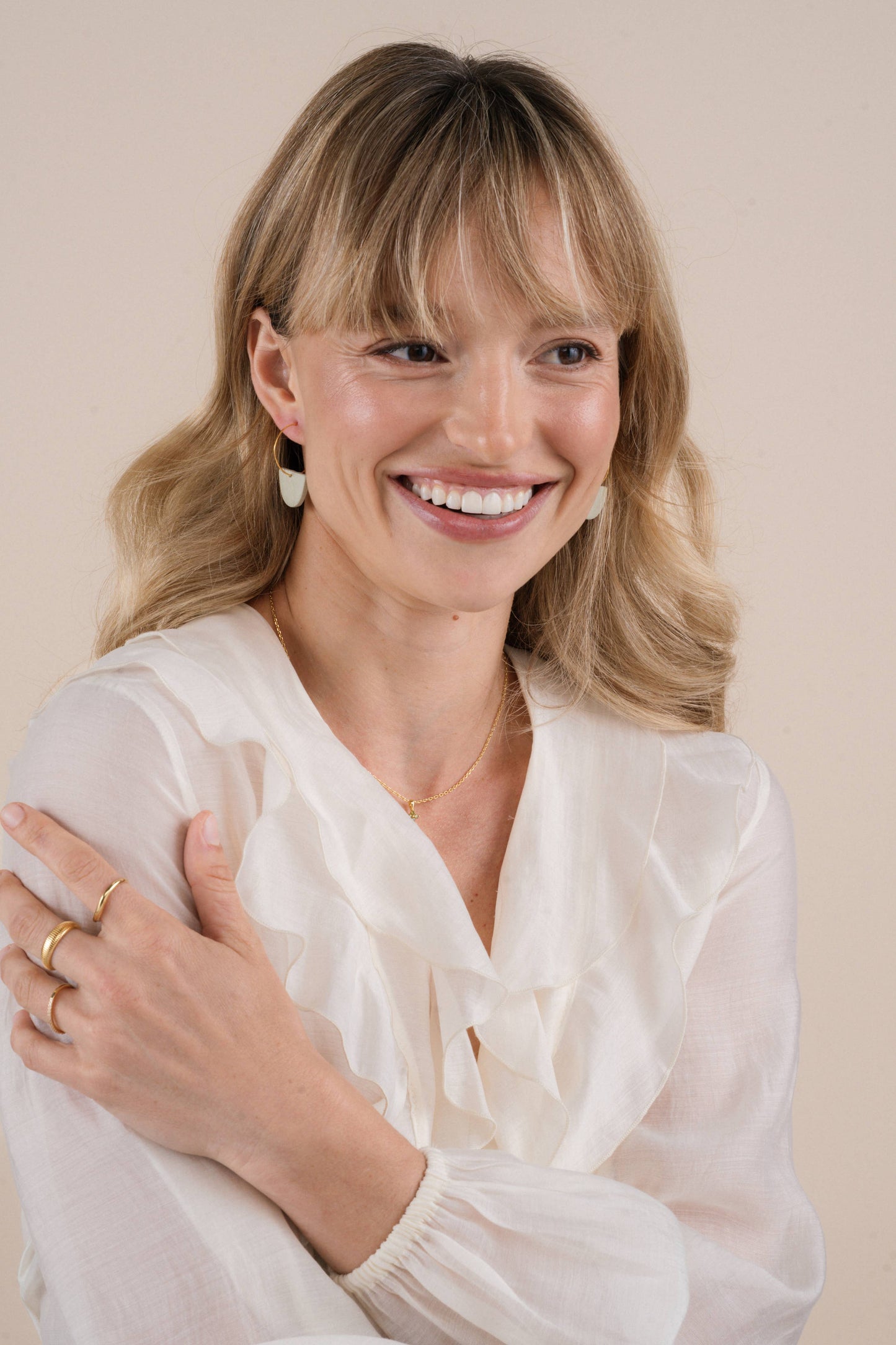 Hoops - Clay Half Moon - Sage Earrings