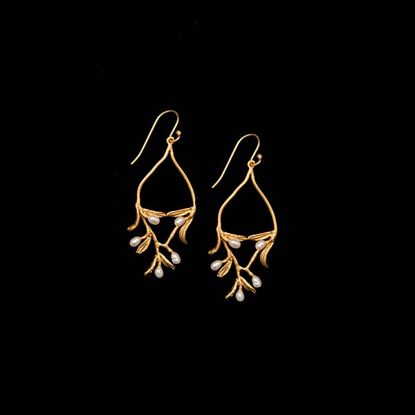 Night Willow Oval Wire Earrings