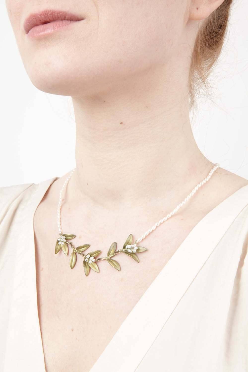 Flowering Myrtle Contour Pearl Necklace - 16" Adj.