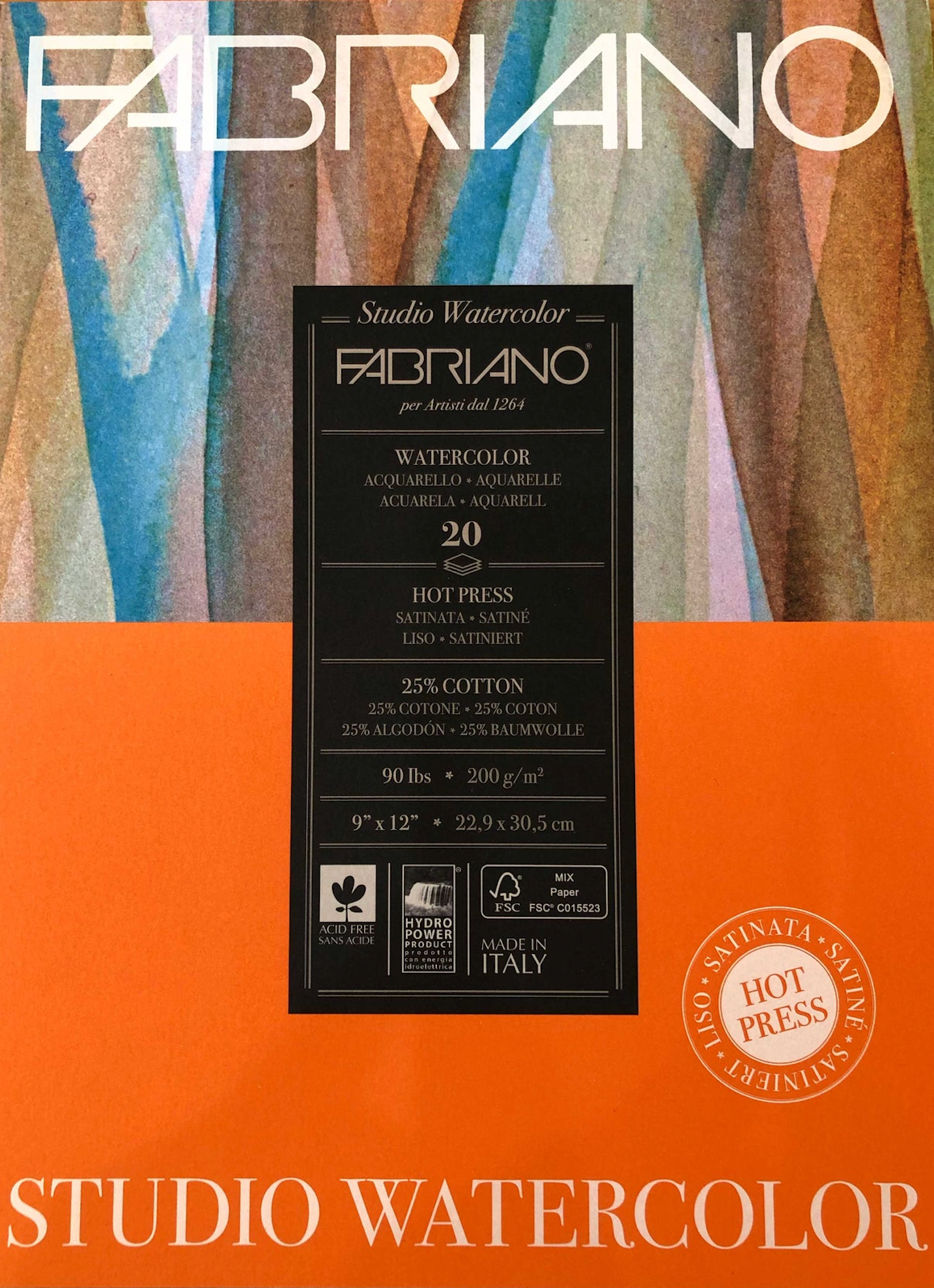 Fabriano Hot Press Watercolor Pads | 20 Sheets