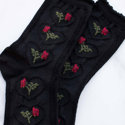 Women's Vintage Rose & Heart Casual Socks