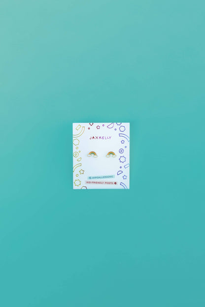 Rainbow Enamel Flat Back Kids Earrings