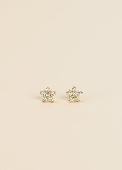 Pave Stud - Flower - Gold Earrings