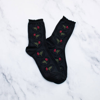 Women's Vintage Rose & Heart Casual Socks