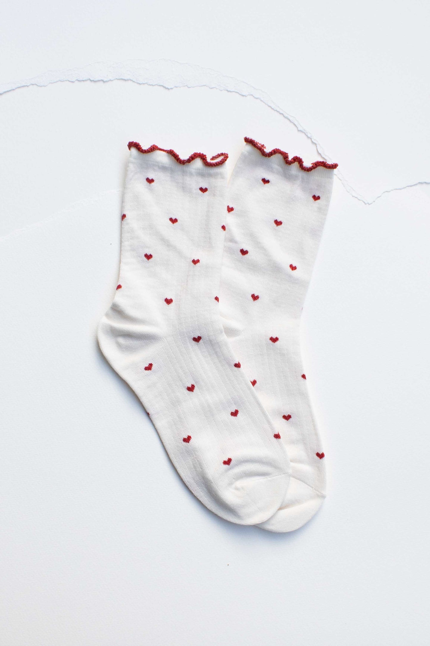 Mini Heart Ruffle Cotton Blend Socks