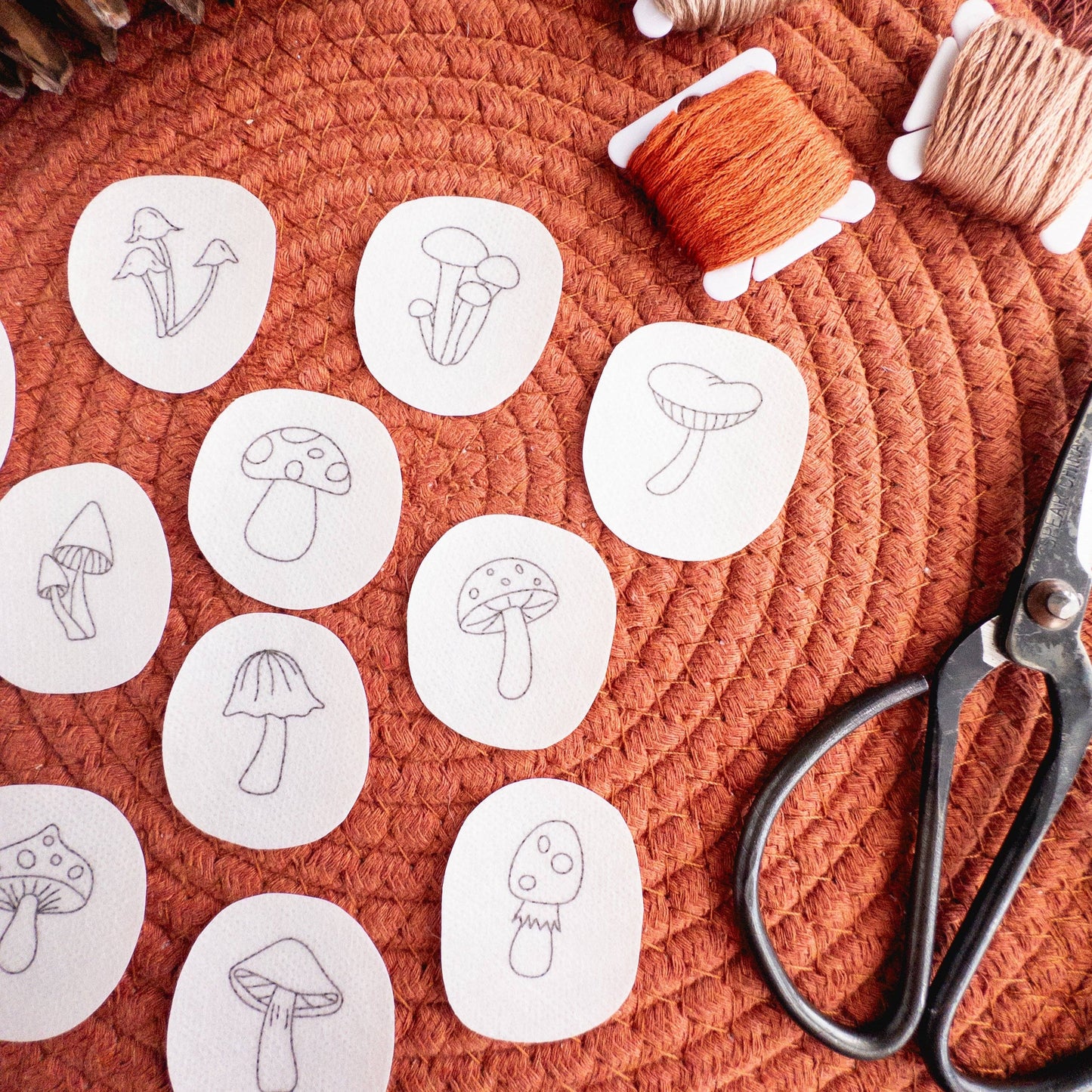 Mini Mushroom Stick and Stitch Embroidery Patterns