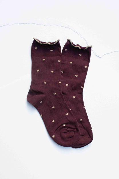 Mini Heart Ruffle Cotton Blend Socks