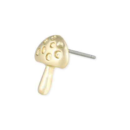 Mycology Guide Gold Mushroom Post Earrings