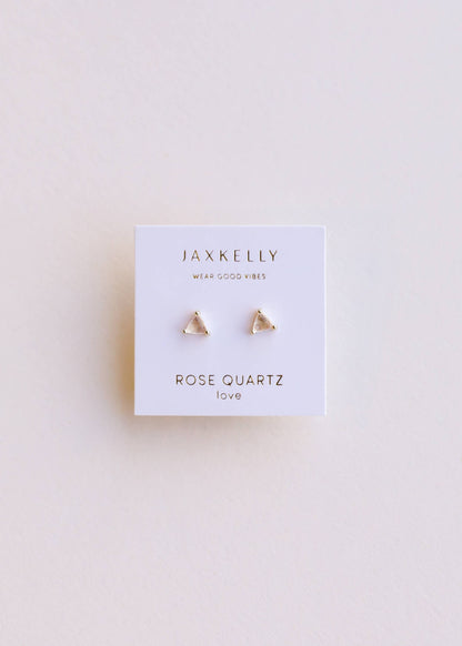 Mini Energy Gem - Rose Quartz - Gold Earrings