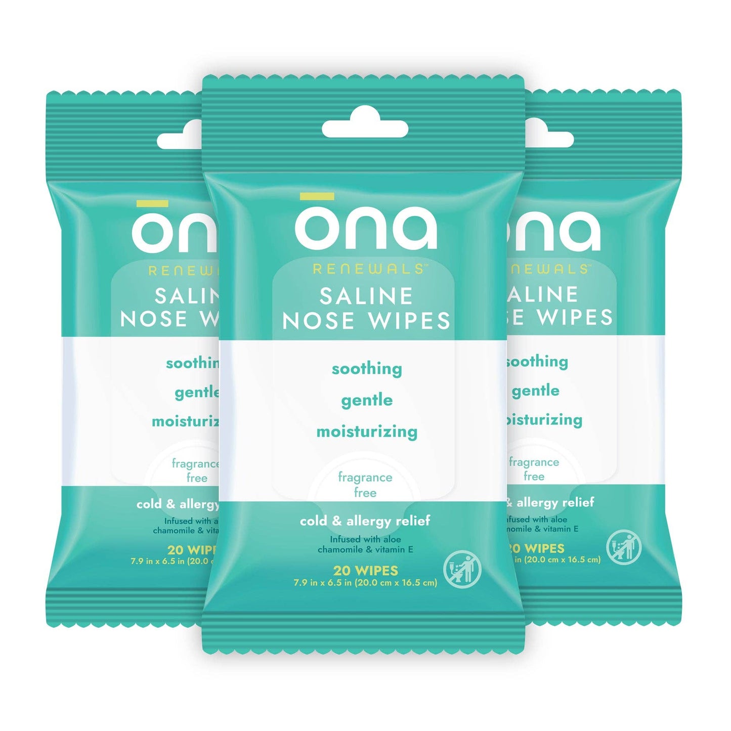 Ona Saline Nose Wipes, Unscented 60ct (3 Pack)