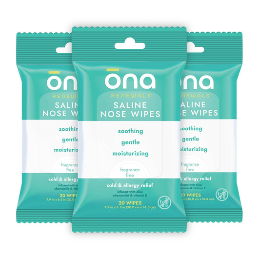 Ona Saline Nose Wipes, Unscented 60ct (3 Pack)