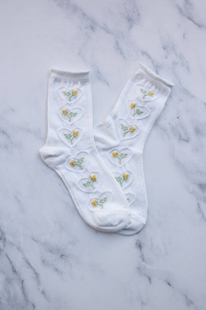 Women's Vintage Rose & Heart Casual Socks