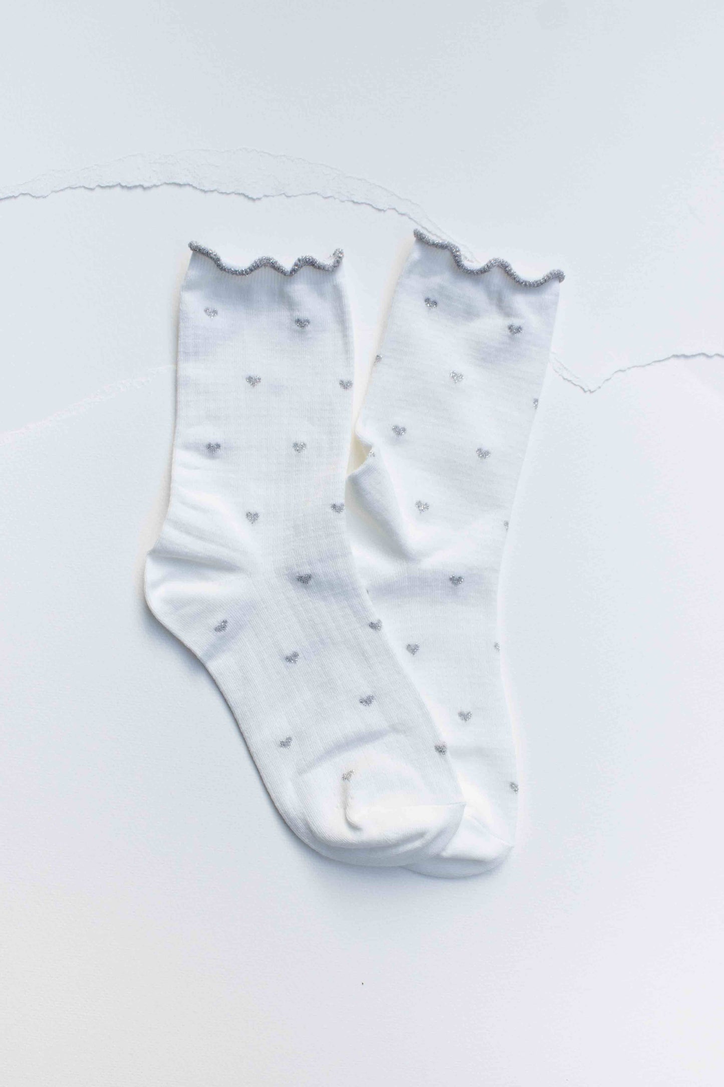 Mini Heart Ruffle Cotton Blend Socks