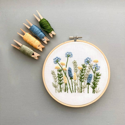 Beginner Embroidery Kit - Meadow in Blue & Yellow