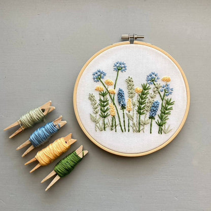 Beginner Embroidery Kit - Meadow in Blue & Yellow