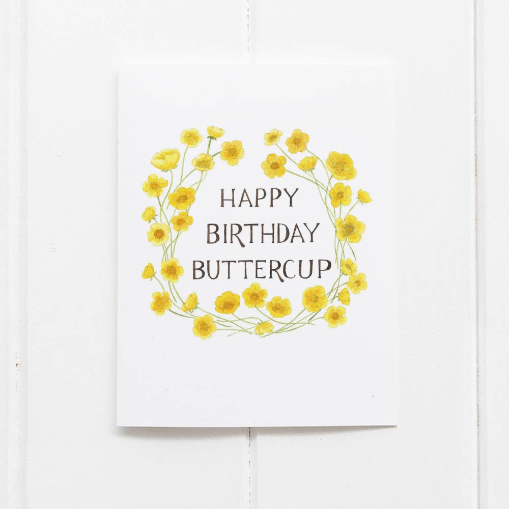 Buttercup Birthday Card - Watercolor Greeting Card