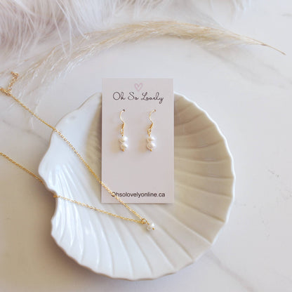 Dainty fresh water pearl earrings, saylor