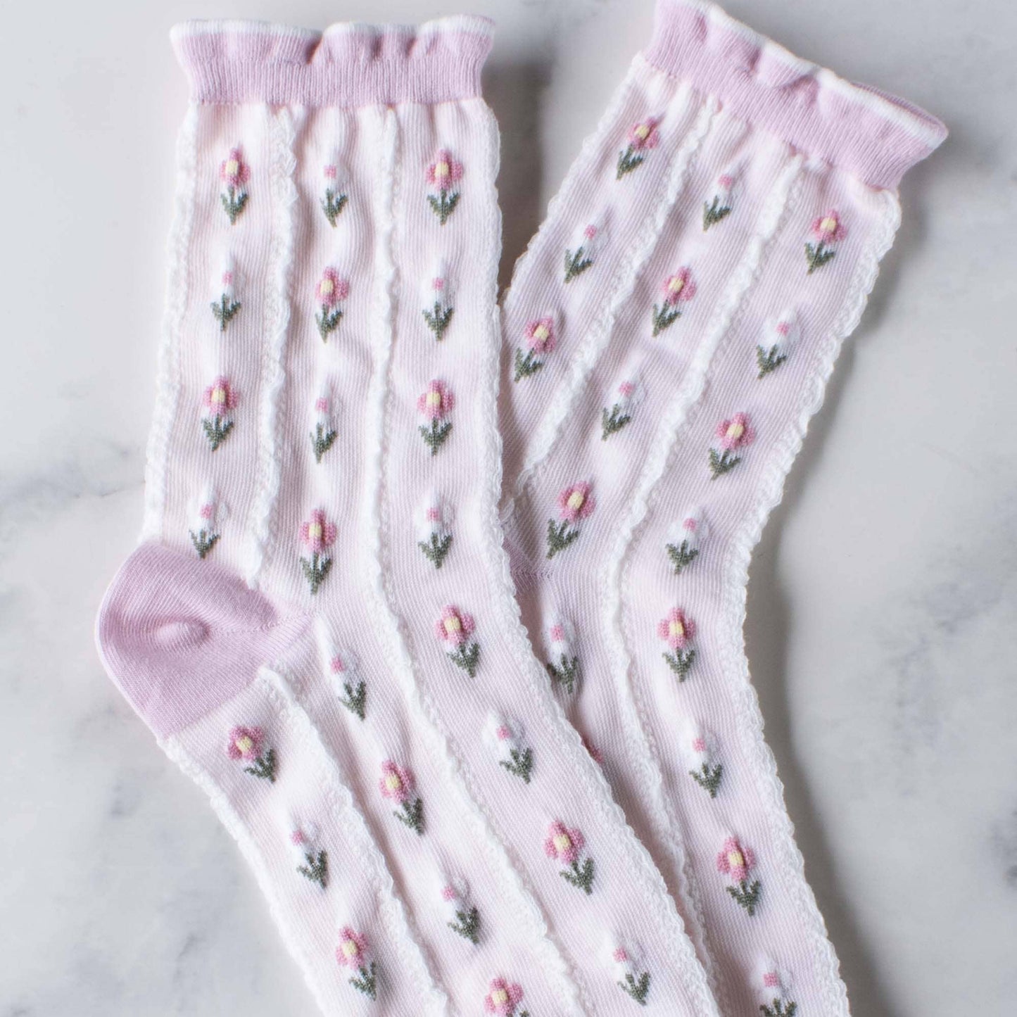 Pastel Color Floral Casual Socks