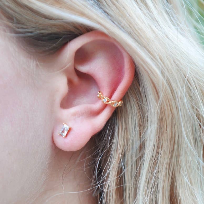 Crystal baguette stud earrings multiple colors