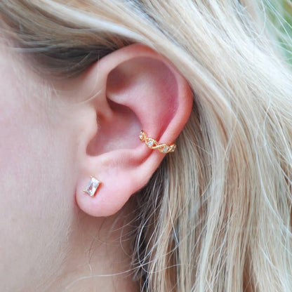 Crystal baguette stud earrings multiple colors