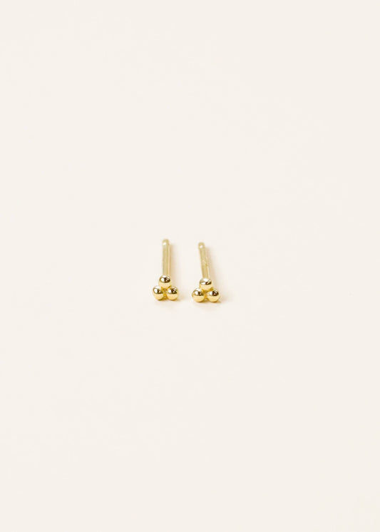 Stud - Tiny Ball Trio - Gold Earrings