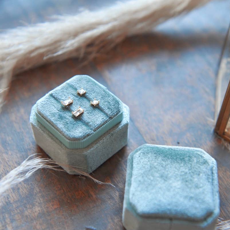 Crystal baguette stud earrings multiple colors