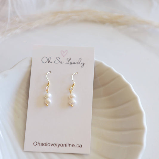 Dainty fresh water pearl earrings, saylor