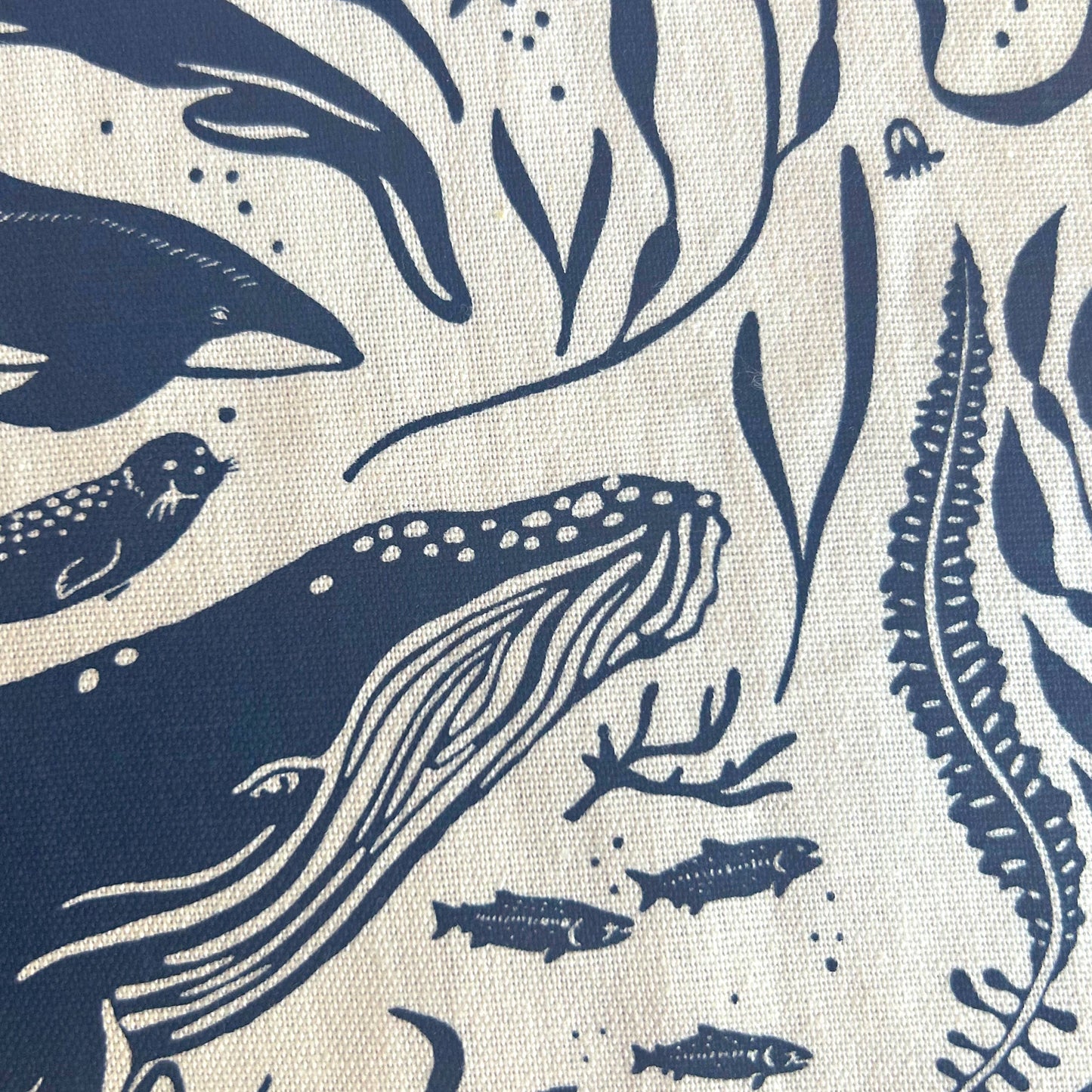 Hand-Printed Pacific Marine Life Dish Towel: 100% Cotton