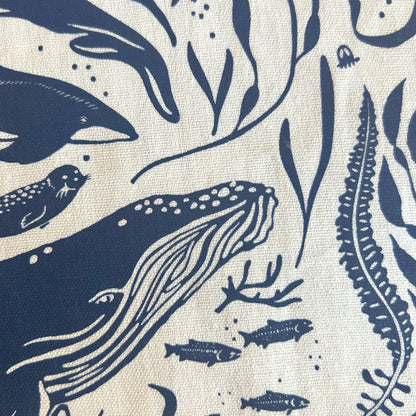 Hand-Printed Pacific Marine Life Dish Towel: 100% Cotton