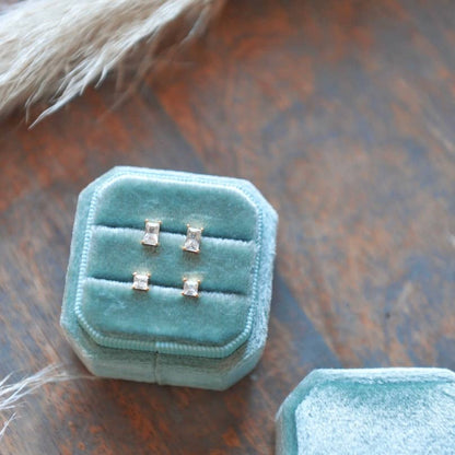 Crystal baguette stud earrings multiple colors