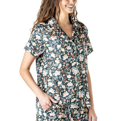 Hello Mello Satin Pajama Top | Petal to the Metal