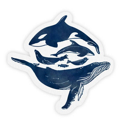 Pacific Northwest Sea Creatures Sticker: Whale, Orca & More!