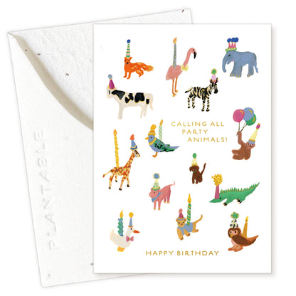 Animal Party Sprout - Birthday Mini Greeting Card
