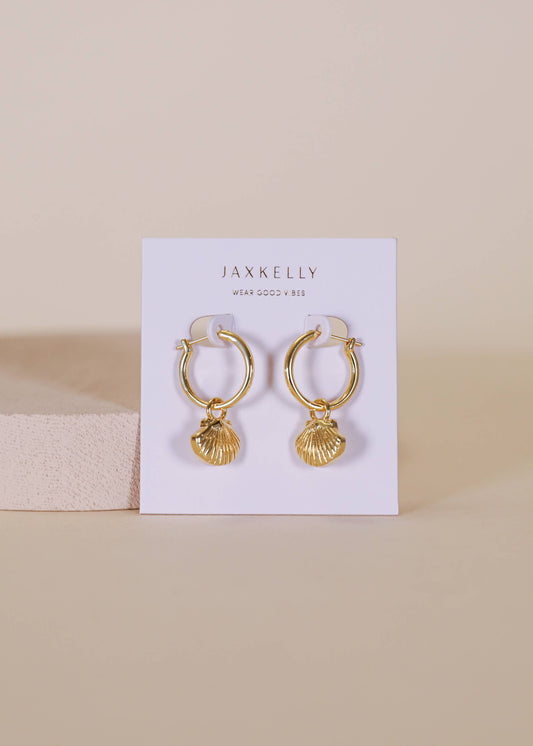 Seashell Hoop Earrings - 18k Gold Plated