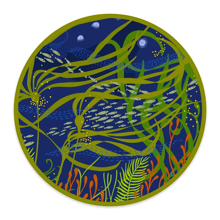 Undersea Sticker: Kelp Forest with Marine Life