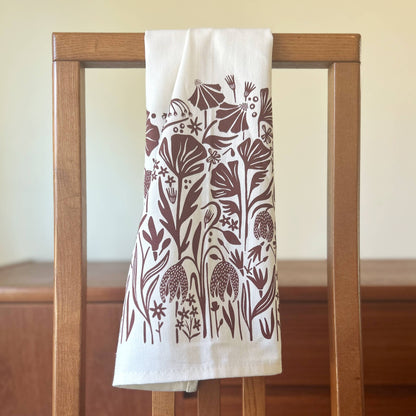 Hand-Printed Northwest Wildflowers Dish Towel: 100% Cotton