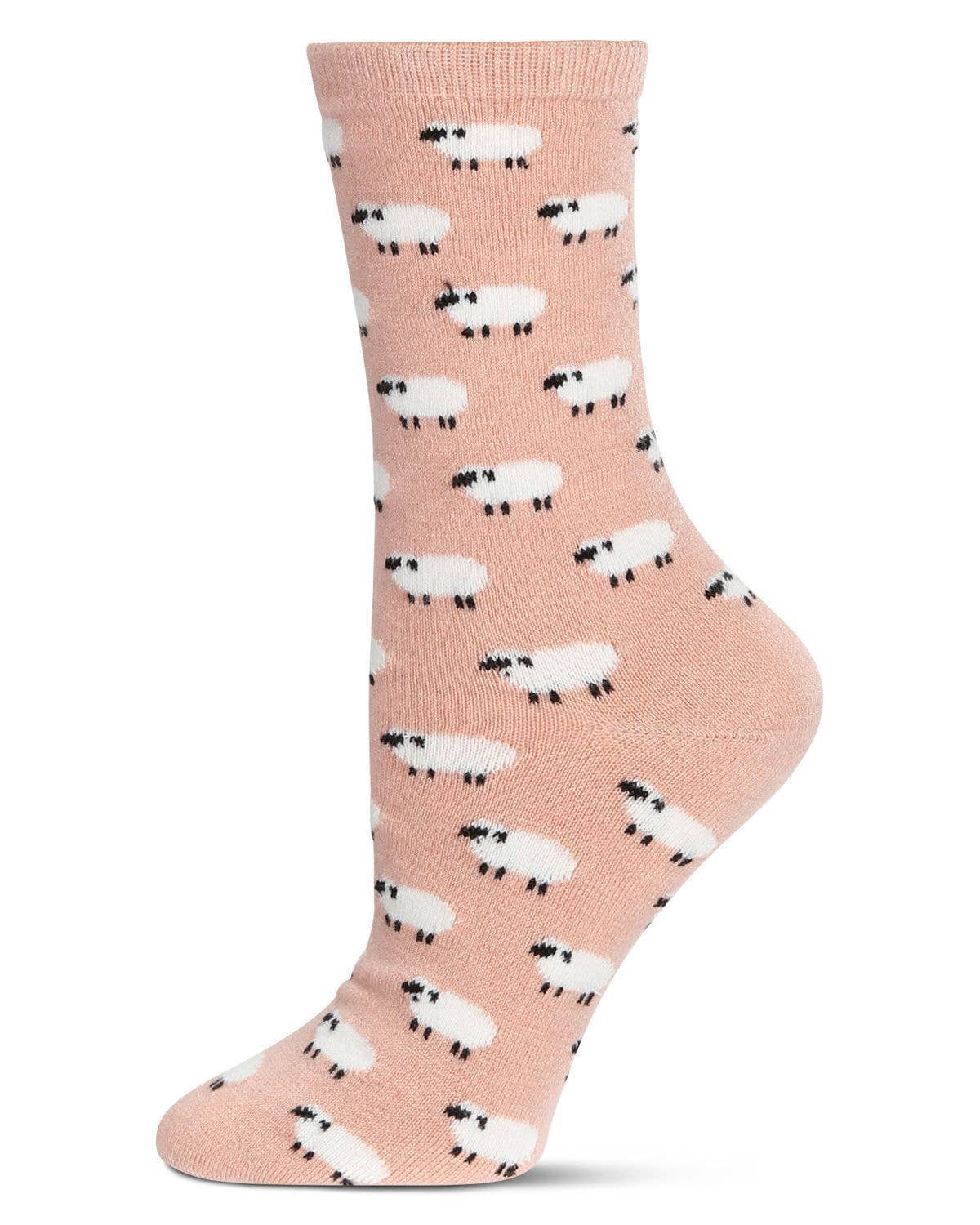 Women's Allover Soft White Sheep Cashmere Blend Crew Sock