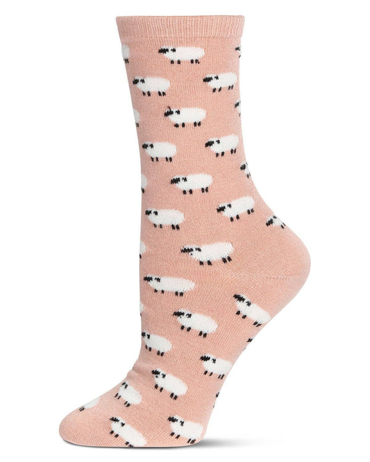 Women's Allover Soft White Sheep Cashmere Blend Crew Sock
