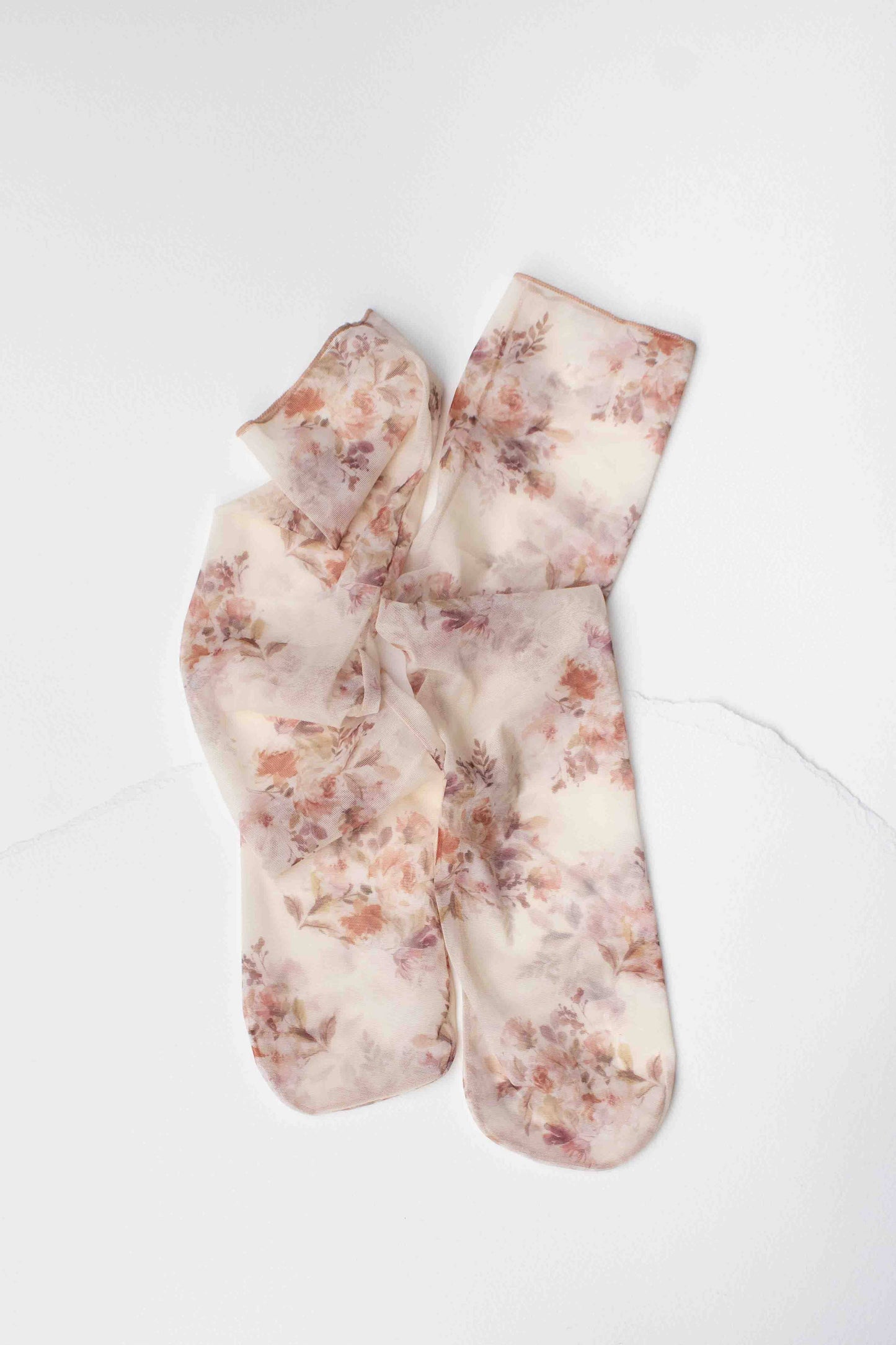 Sheer Patterned Crew Socks