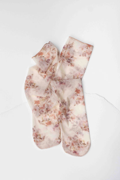 Sheer Patterned Crew Socks