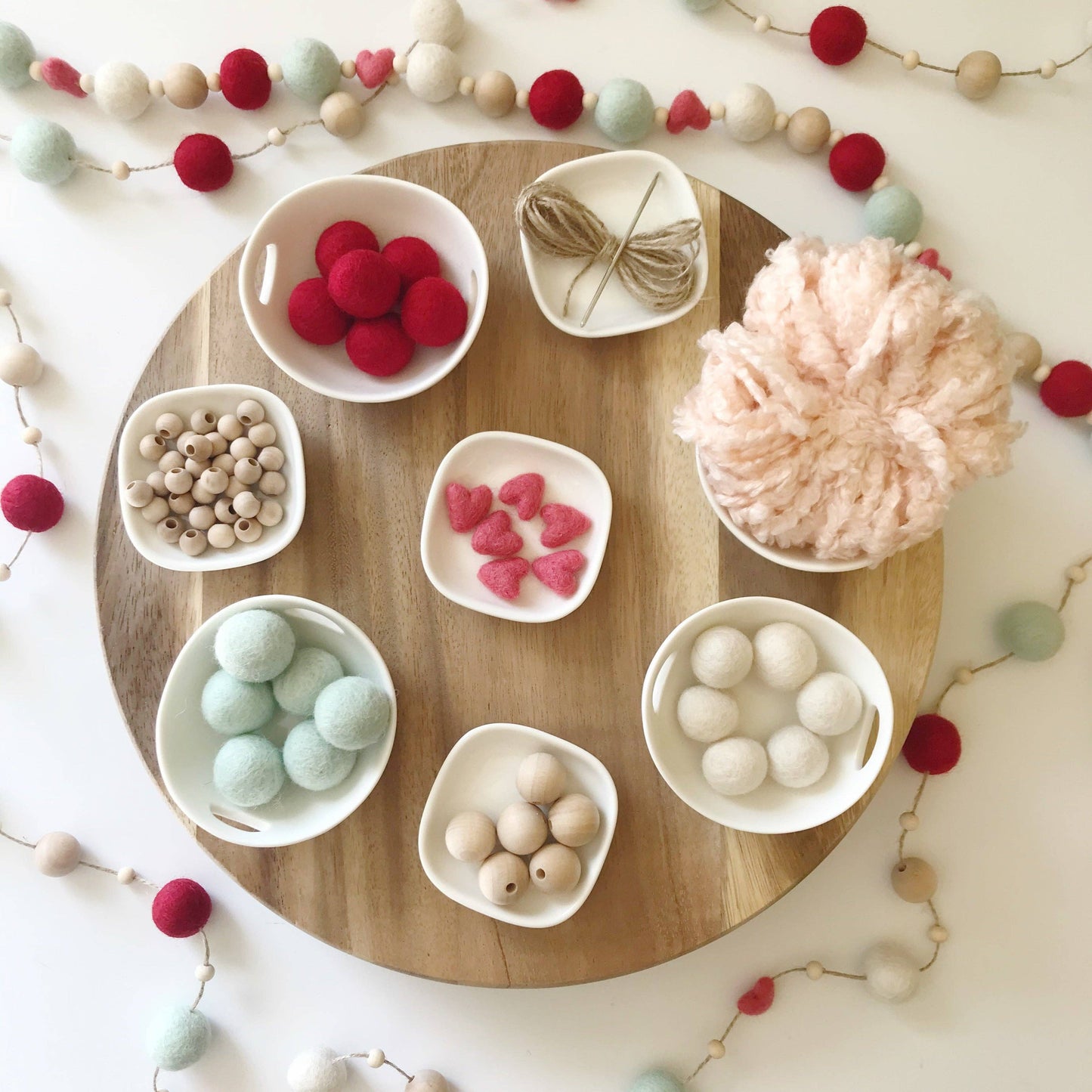 Felt Ball and Wood Bead Garland Craft Kit | Strawberry Mint