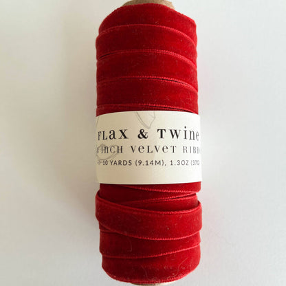 Flax & Twine 3/8" Velvet Ribbon - 10 Yards