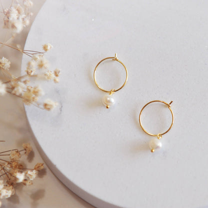 Saylor Fresh Water Pearl Hoop Earrings